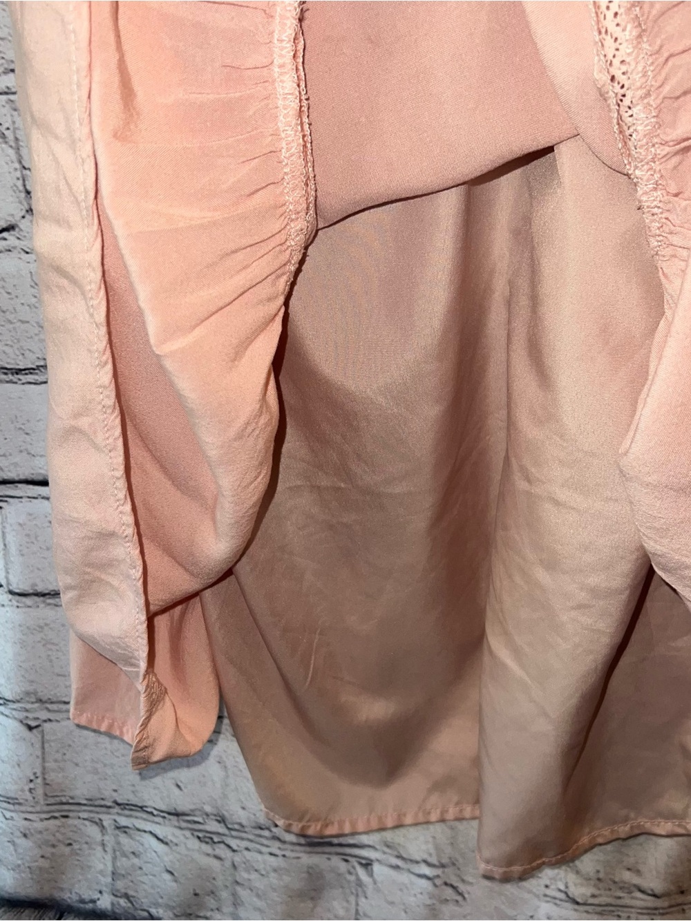 Jack by BB Dakota Finella Light Pink Tiered Mini Dress With Pearl Button Medium - Picture 11 of 12